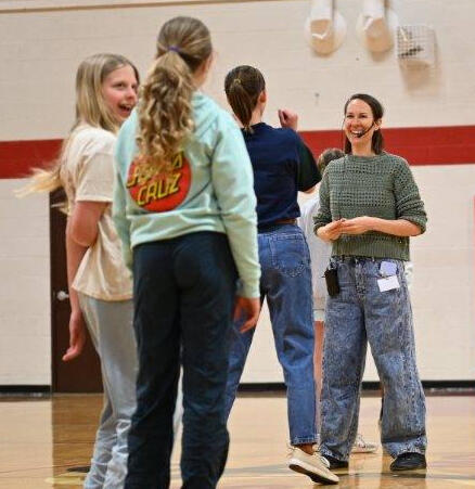 Jenny teaches a workshop at Steamboat Springs Middle School.